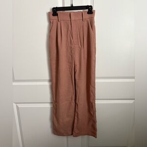 High-Waisted Tan Wide-Leg Pants